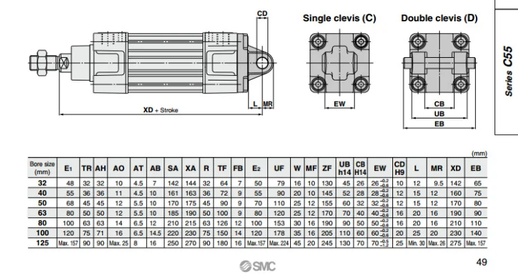 CP96SDB40-25 CP96SDB40-50 CP96SDB40-75 CP96SDB40-100 SMC товары для дома цилиндр пневматический инструмент CP96SDB серии