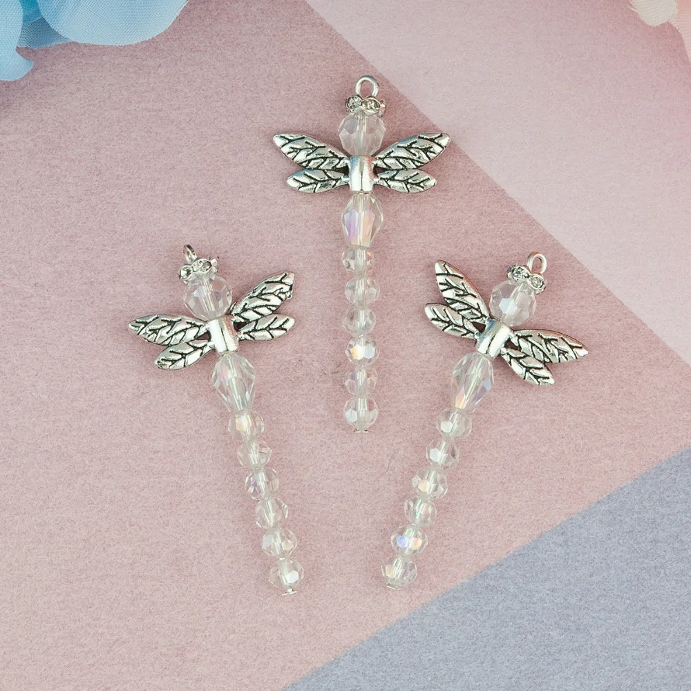 DoreenBeads подвески из сплава и стекла на основе цинка стрекоза животное серебряный