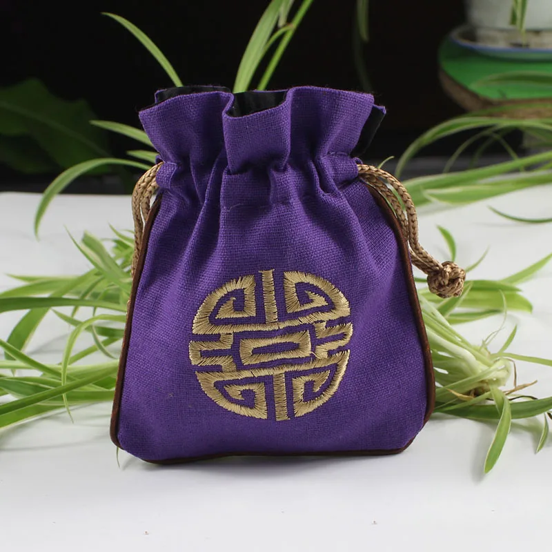 Подарочная сумка на шнурке из хлопка и льна для ювелирных изделий подарков