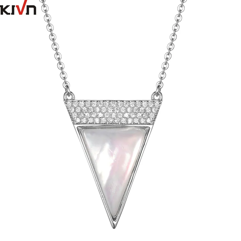 Womens Fashion Jewelry Triangle Mother of Pearl Pave CZ Cubic Zirconia Necklaces for Girls Birthday Gifts 6pcs Lot Wholesale | Украшения и