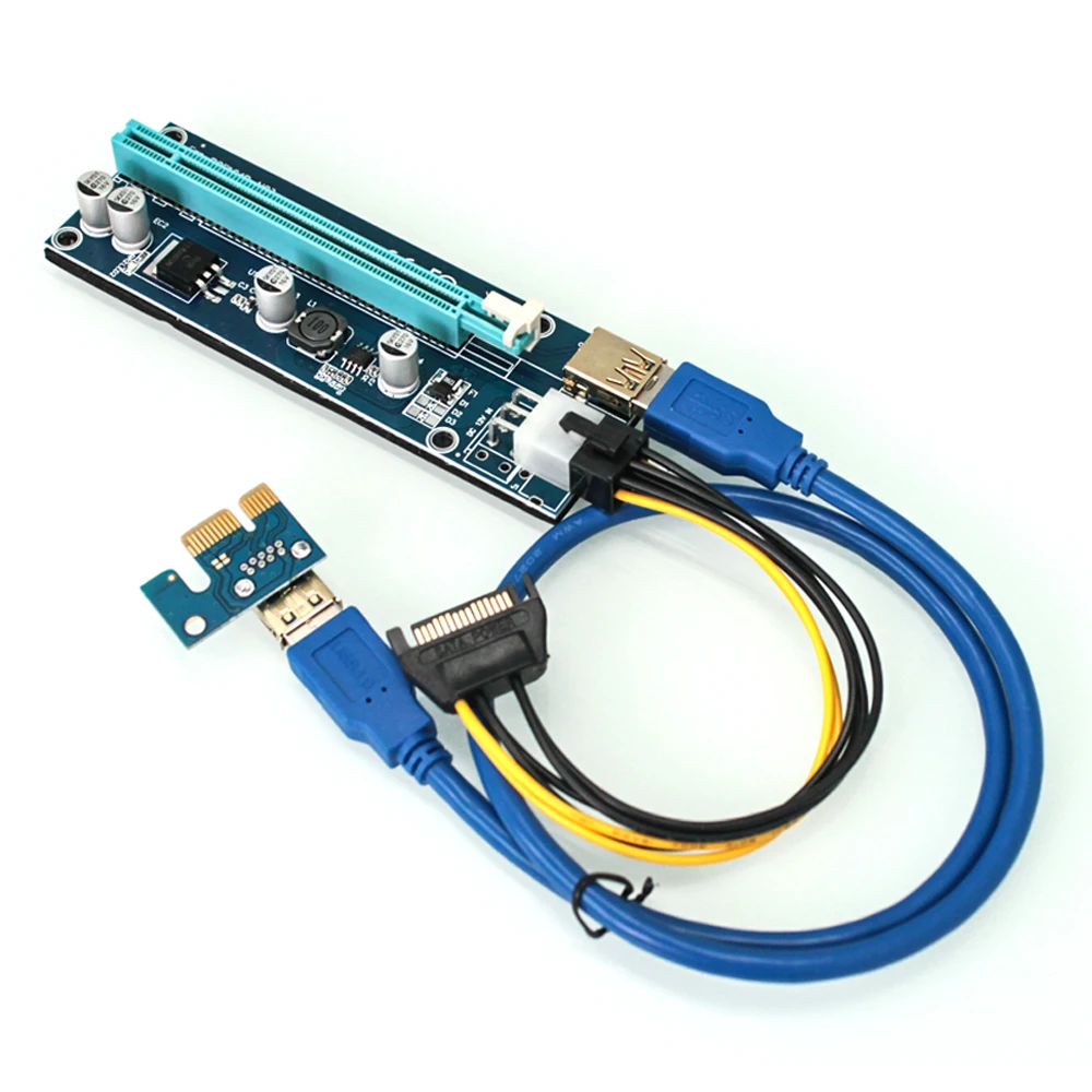 2018 Золотой VER 009 S Riser Card PCI E PCIE Express Molex USB 3 0 удлинитель адаптер Светодиодный 6Pin SATA 1X