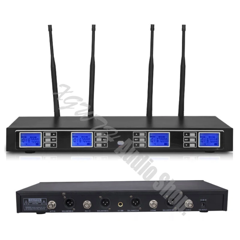 UHF 4 канала Беспроводная микрофонная система с передатчиками гарнитуры микрофон 1