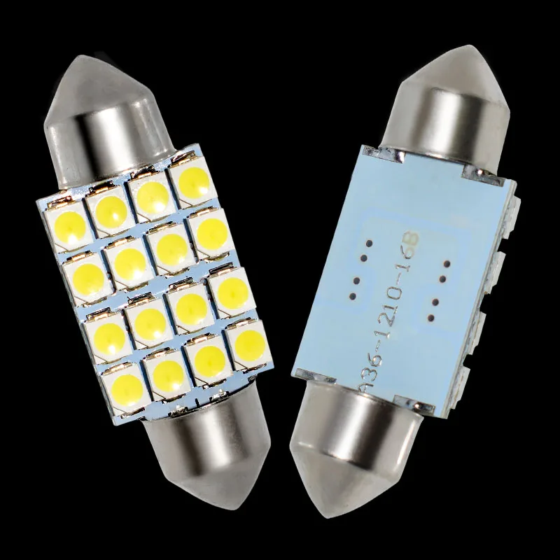 2шт 36 мм C5W DE3423 DE3425 Festoon 16 led 3528 smd автомобильный светильник номерного знака авто