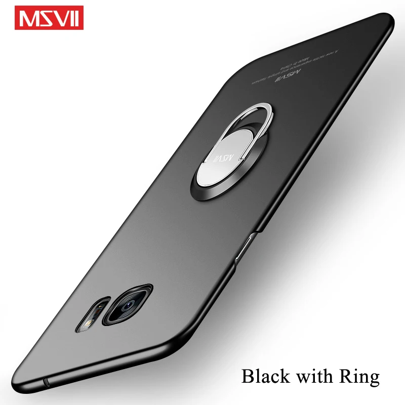 Black with Ring Для samsung Galaxy S6 Чехол MSVII палец кольцо тонкий чехол для samsung S6 S 6 Edge жесткая задняя крышка из ПК чехол для Galaxy S6 Edge - Цвет: Black with Ring