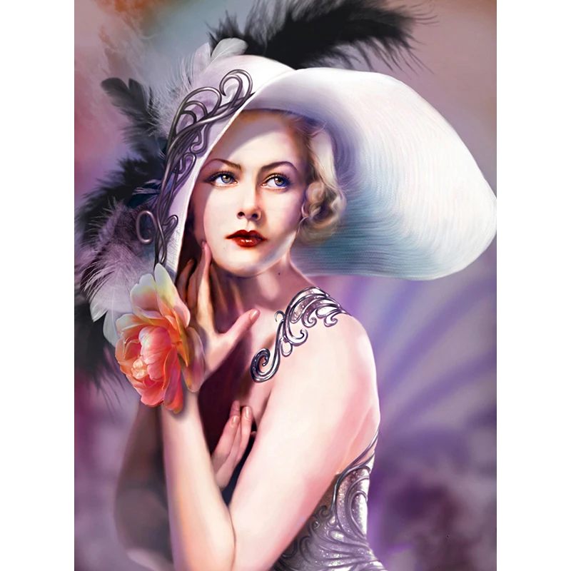 Все Алмазный Вышивка люди красивая женщина в шляпе 5D живопись вышивка крестом