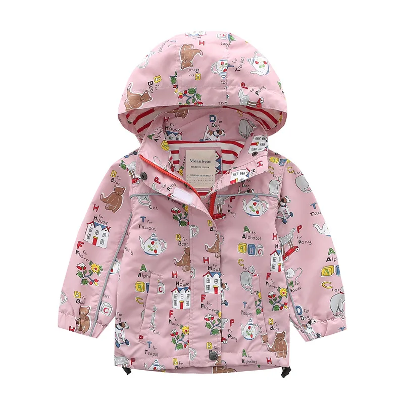 Pink Woodenhorse Meanbear великобритании дети Легкая куртка для Демисезонный Светоотражающая окантовка Тренч для девочек Милая ветровка красочные Детское пальто - Цвет: Pink Woodenhorse