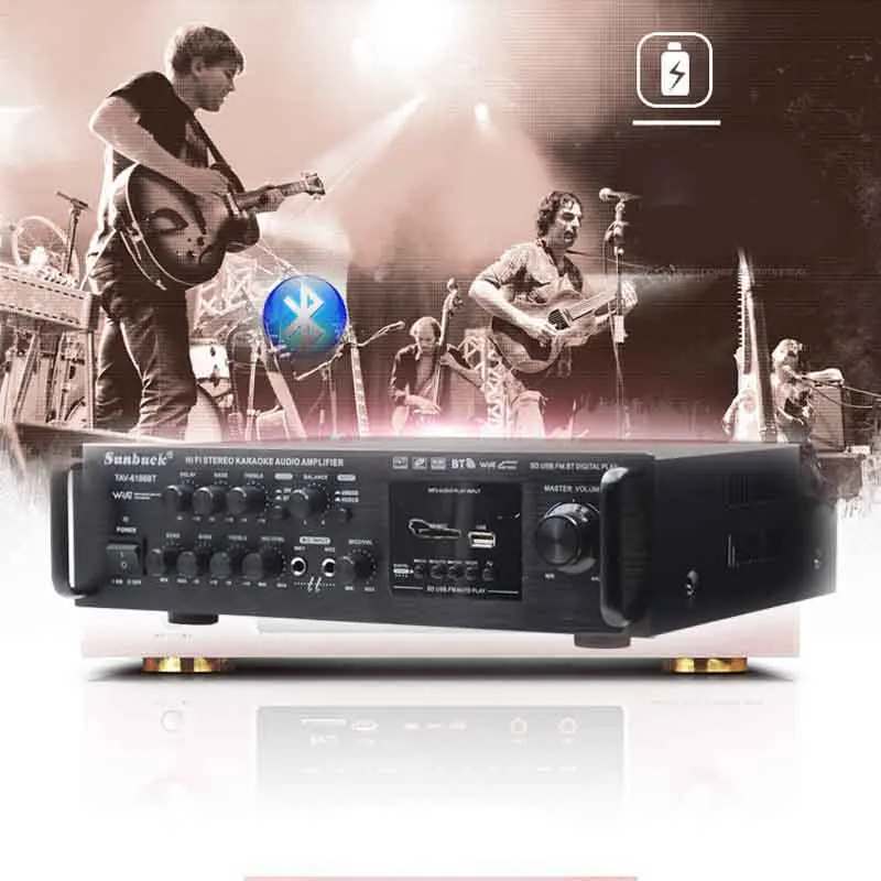 Автомобильный усилитель KYYSLB 200 Вт * 2 12 В 220 Встроенный Bluetooth высокой мощности SD USB FM