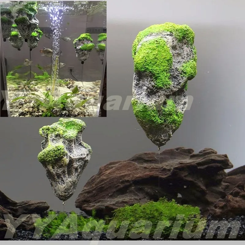 Высокая имитация подвесного камня аквариума смолы украшения для рыб морской