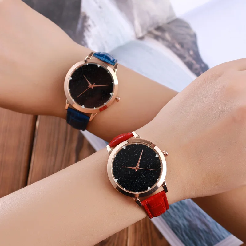 Женское платье часы золотистые кожаные EEY бренд Модные женские наручные