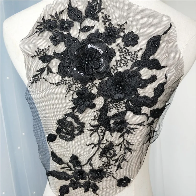 1 шт. кружевное платье с цветочной аппликацией и блестками Размеры 35*28 см