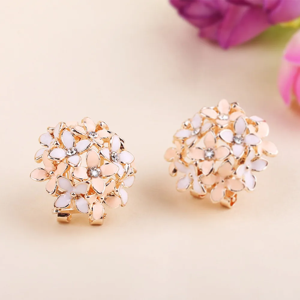 Yellow/Black/Rainbow/Pink Colors Stud Earrings for Women Female Crystal Flower Clover Earring Gold Bijoux Jewelry Brincos Mujer | Украшения