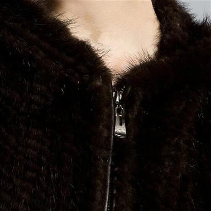 Натуральный вязаный жилет из меха норки Женская реальная натуральная женская