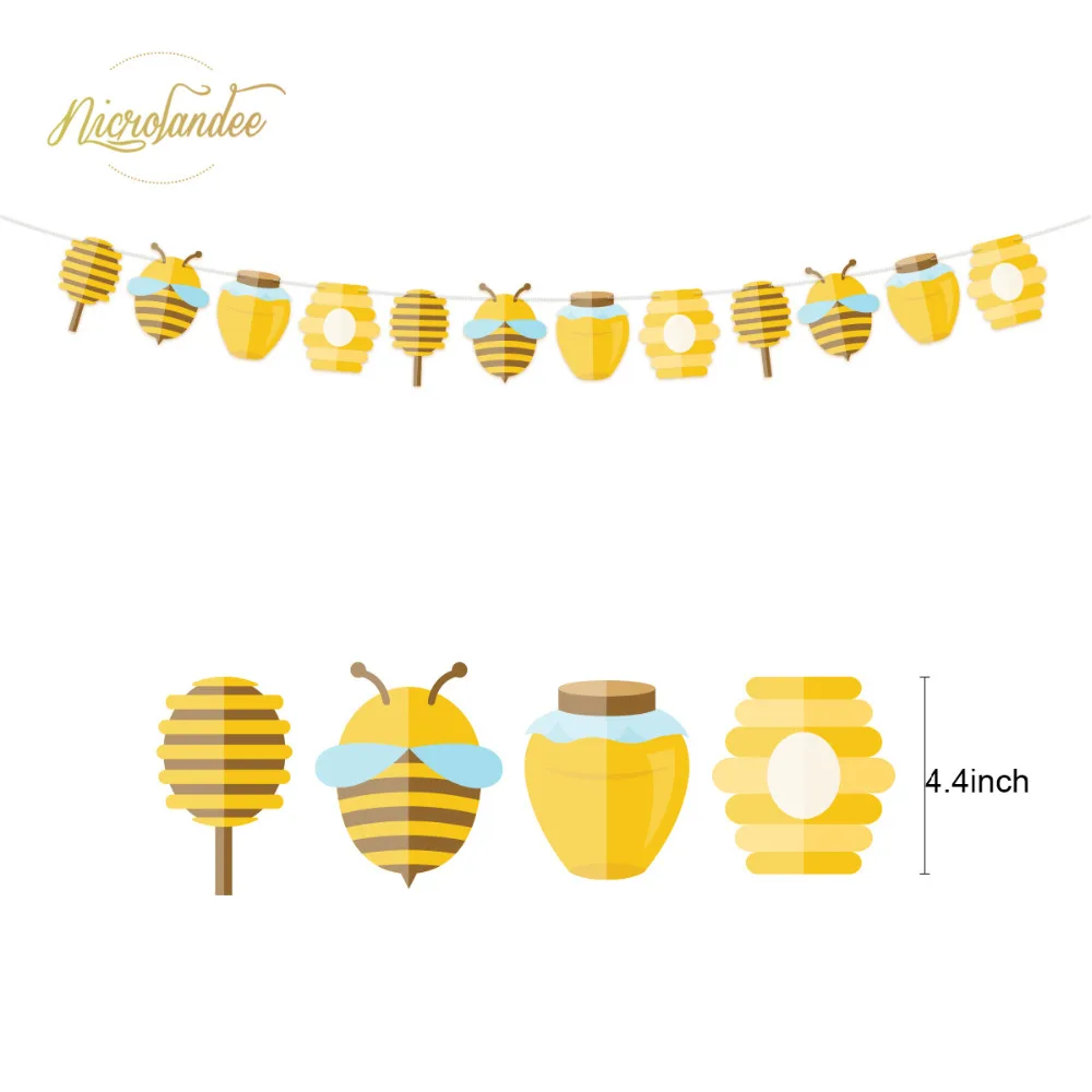 NICROLANDEE 35 шт./компл. милые с принтом в виде медоносной пчелы Baby Shower мама пчелы Бумага баннер гирлянда Фонари Вафельная Ткань вечерние украшения своими руками