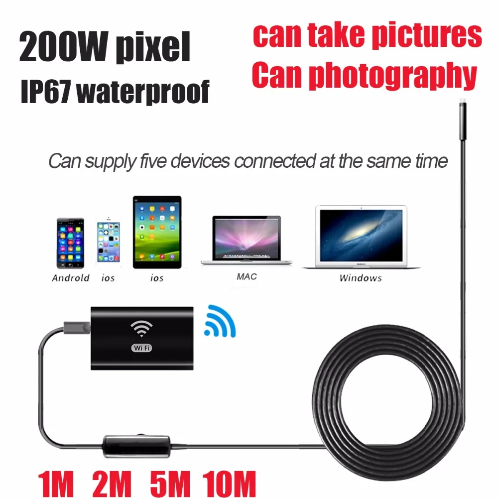 HD720P 8 мм объектив WI FI эндоскопа Камера змейный трос USB для Iphone Android бороскоп IOS Tablet
