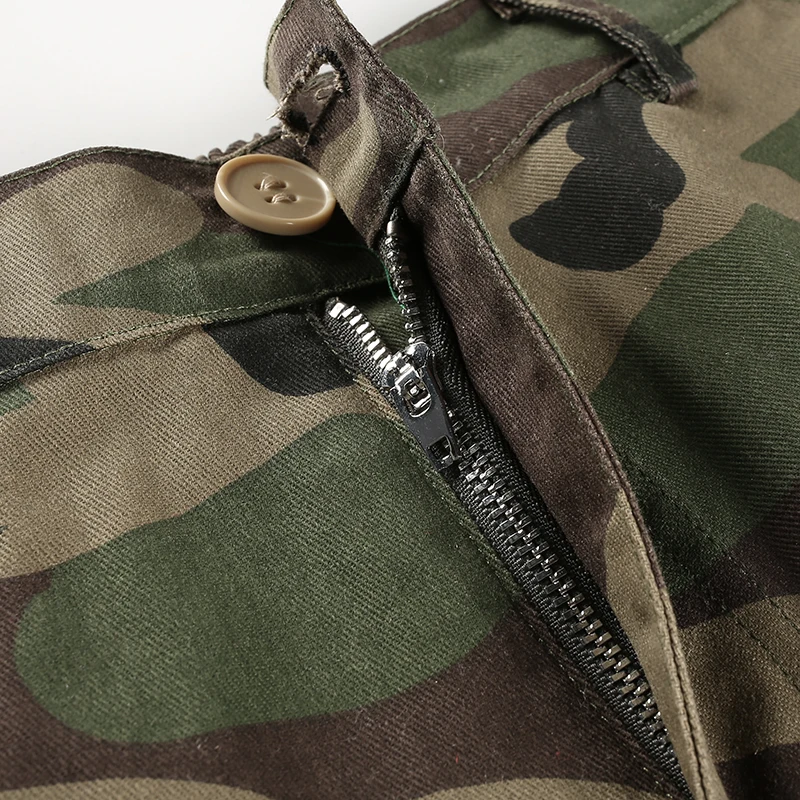 MONGIFI Camo Штаны с высокой посадкой Для женщин стрейч карандаш Paperbag Harajuku брюки
