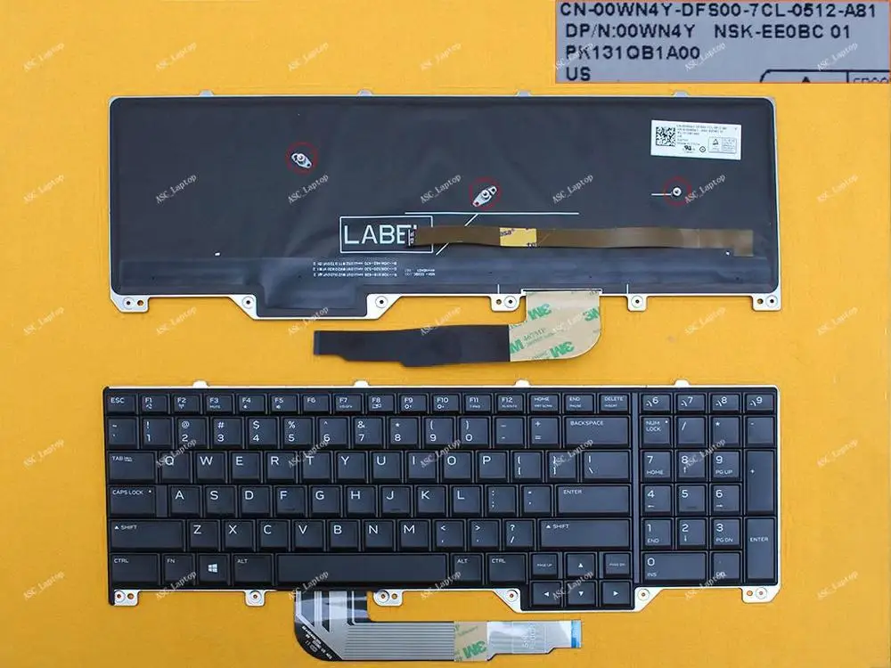 Новая английская клавиатура для Dell Alienware 17 R4 (2016) черная полноцветная подсветка