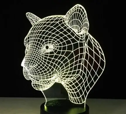 3D светодиодный светильник-деко, настольная лампа с зарядкой от USB, для спальни, гостиной, бара, атмосферный декор, светодиодный светильник, акриловый, Леопардовый, тигровый светильник - Цвет абажура: Tiger 5