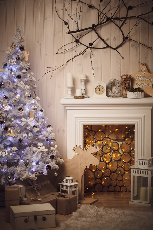 

Фотофон Рождественские огни камин стена декорации Фотофон