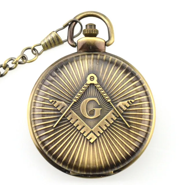 Крутой Серебряный и Золотой масонский Freemason тема из сплава кварцевые кармашек для часов часы с цепочкой ожерелье