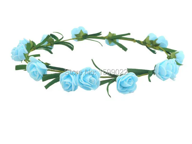 12 шт./лот Свадебная Корона из пенопласта с розами пастельный синий венок для