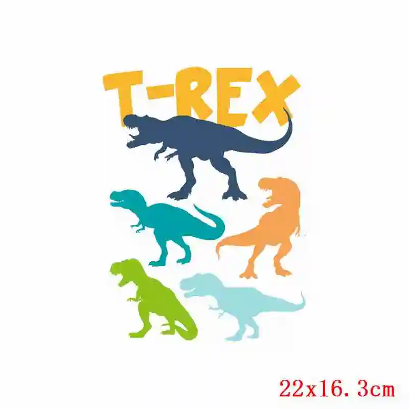 Prajna Парк Юрского периода Тепловая Передача Мультфильм Динозавр T-REX Тепловая Передача Наклейки на одежду DIY для детей футболки Декор - Цвет: Белый