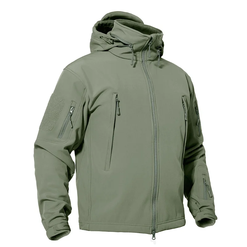 Army green TACVASEN тактическая флисовая куртка для мужчин Зимние флисовые военные куртки с капюшоном ветровка водонепроницаемая ветрозащитная куртка армейская одежда для охоты - Цвет: Army green