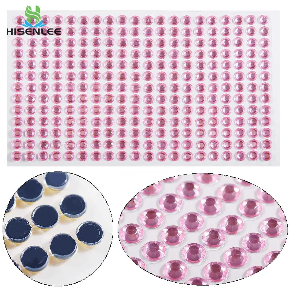 Light pink 6 мм 520 шт Стразы-аппликация DIY скрапбукинг украшения самоклеющиеся акриловые бриллиантовые наклейки чехол для телефона наклейки на стену автомобиля - Цвет: Light pink