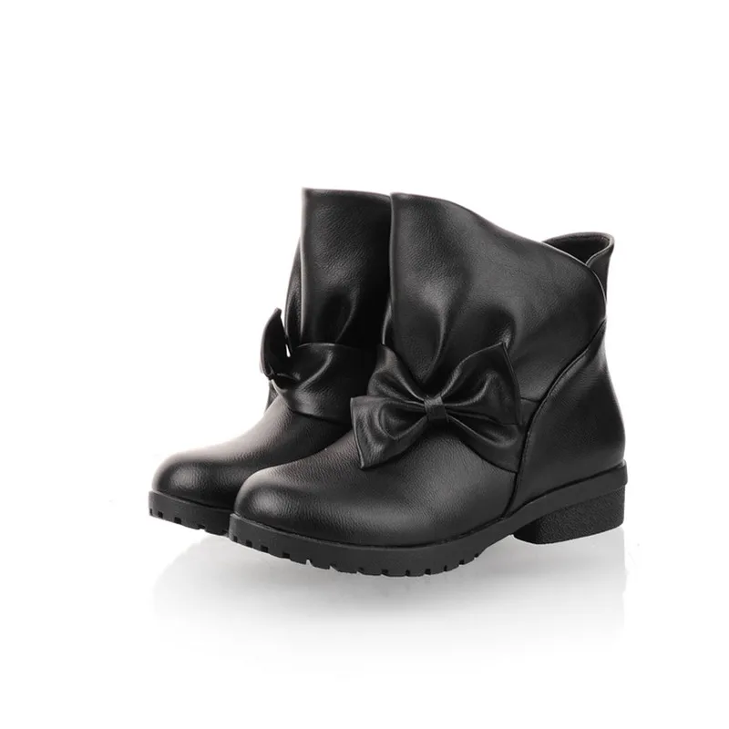 

Smirnova NEW arrival ankle boots for women round toe square heels boots women 2018 butterfly knot sweet ladies winter boots