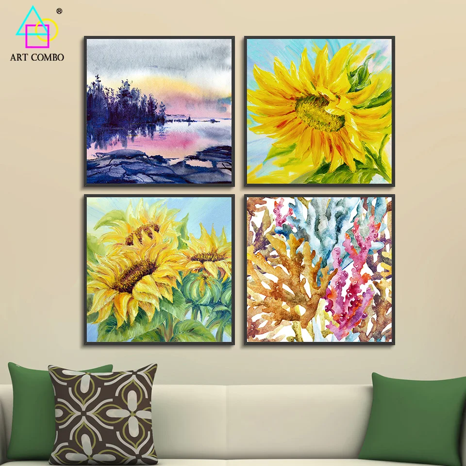 Unframed Красивый Коралловый Цветок Картина Маслом Стены Искусства Picture Home Decor для