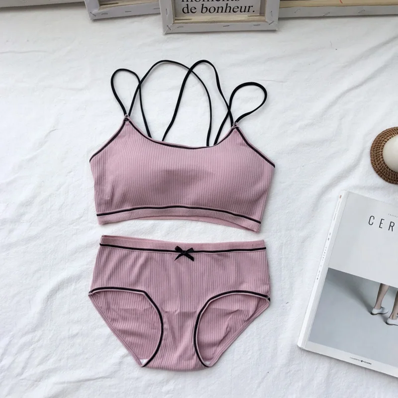 Удобные беспроводные женские комплекты с бюстгальтером хлопковый бюстгальтер