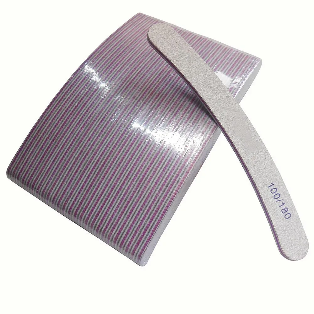 25 шт./лот пилка для ногтей zebra изогнутая серая профессиональная 100/180 инструмент