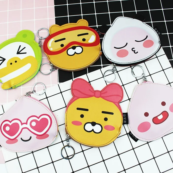 10 шт./партия Корейский мультфильм Ryan Bear персиковый Кошелек для монет на молнии Кошелек хранилище чехол Брелок Дети подарки на день рождения вечерние - Цвет: mixs