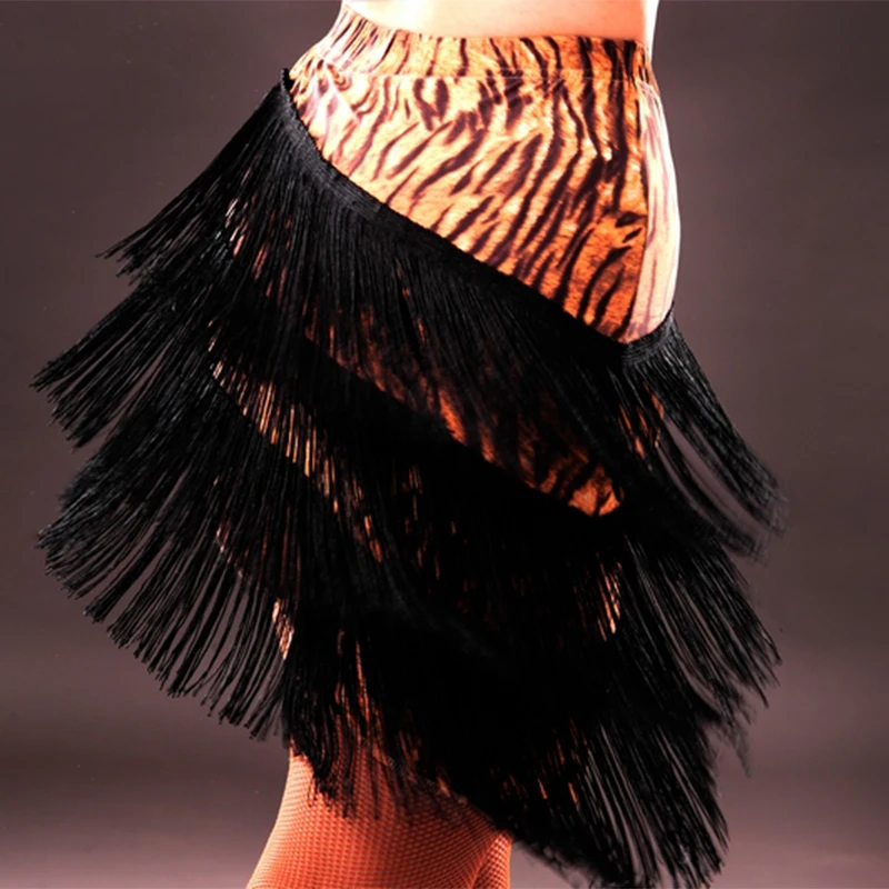 

Latin dance costumes tassels skirt Practice oblique skirt