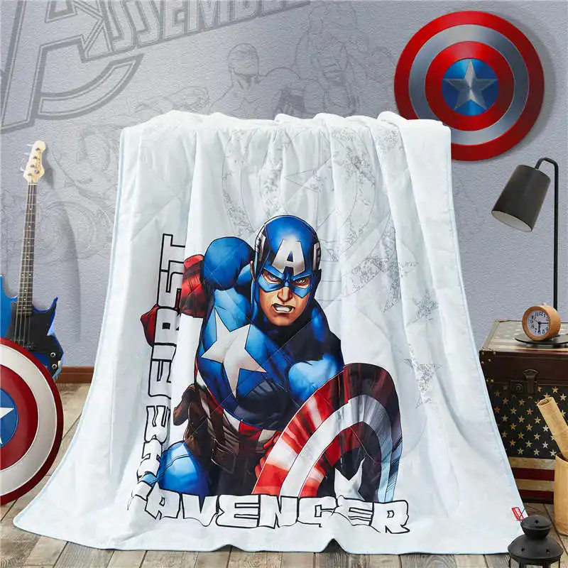 Marvel Капитан Америка Тонкий плед мультфильм летнее хлопковое стеганное одеяло