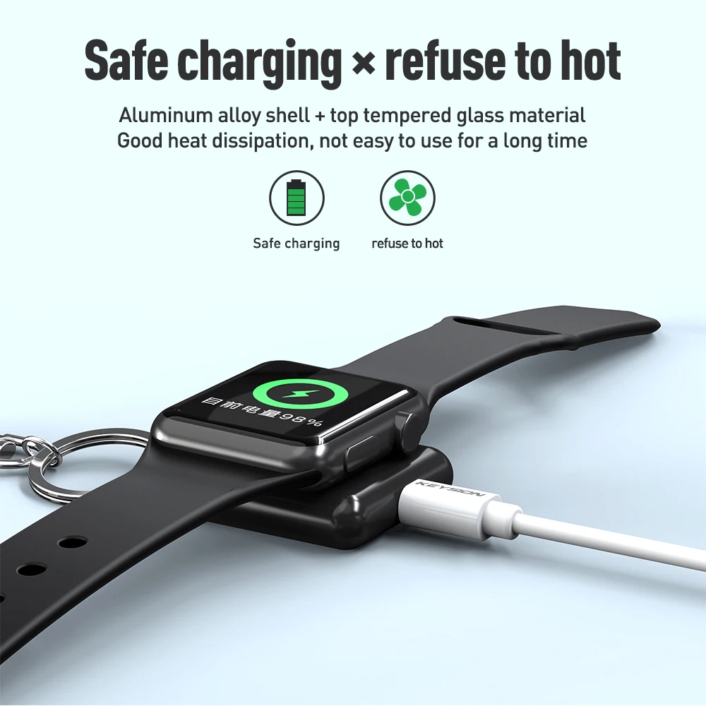 KEYSION Беспроводное зарядное устройство для Apple Watch Series 4 3 2 1 Металл + закаленное