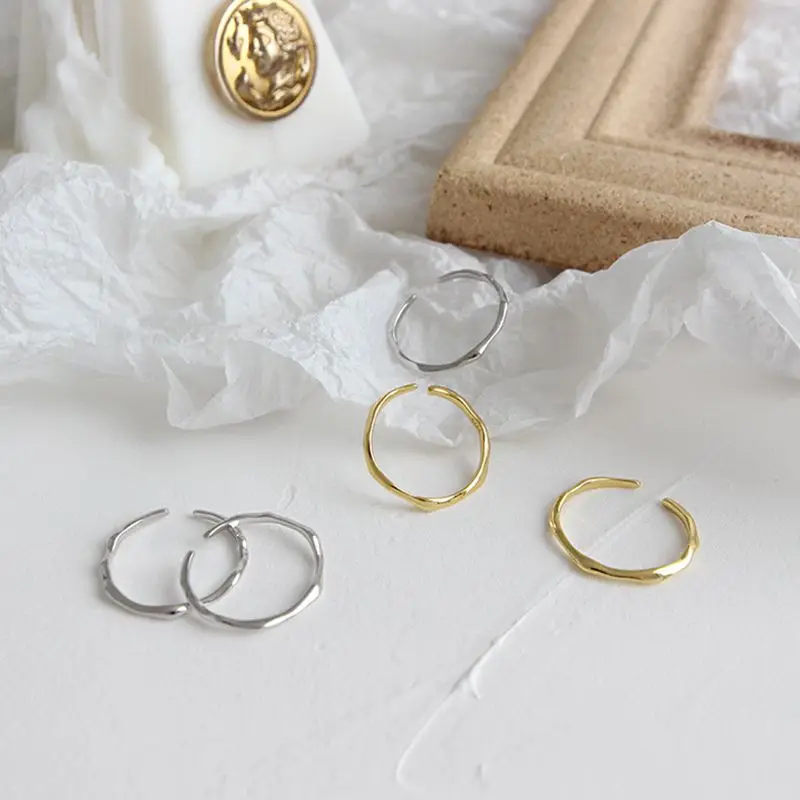 

Silvology 925 Sterling Silver Irregular Thin Rings Simple Creative Elegant Texture Rings For Women 2019 Fashionable Jewelry