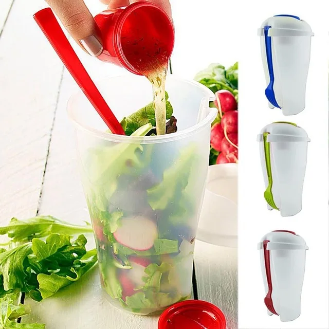 Новые кухонные аксессуары случайный цвет пластиковая Салатница с вилкой +