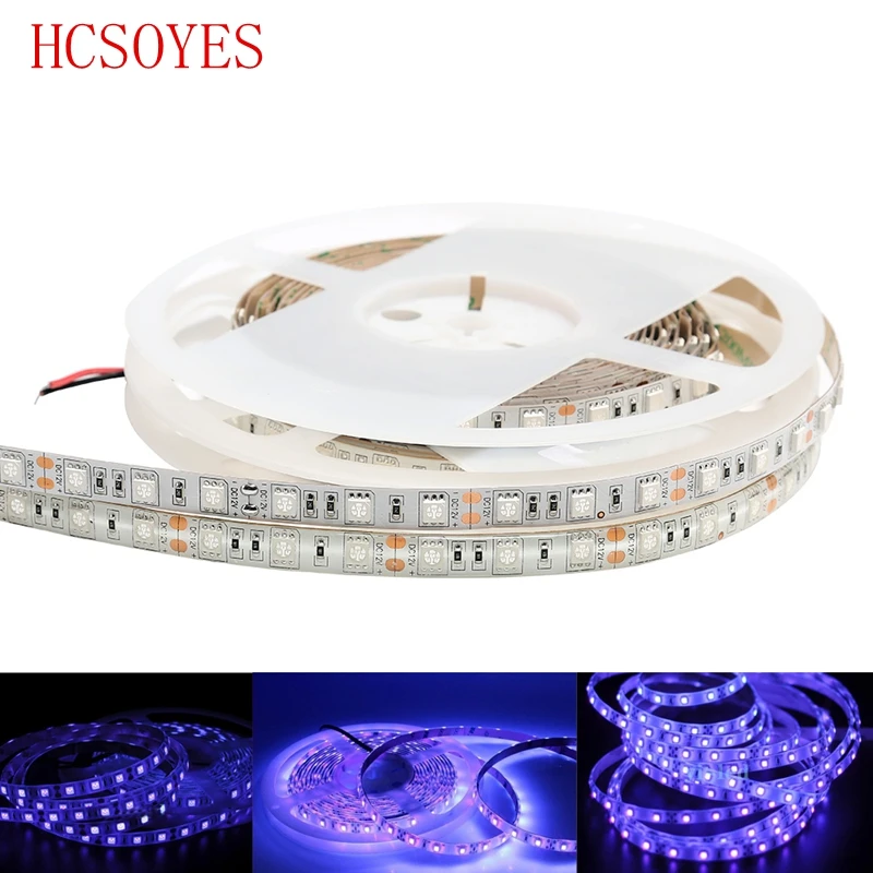 DC12V 5 М УФ 300 светодиодов 5050 SMD 60 светодиодов/м ультрафиолетовая Светодиодная лента