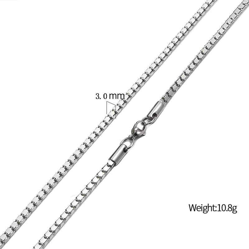 KZ024 3mm AZIZ BEKKAOUI 1-6 мм нержавеющая сталь Серебряный тон змея звено плоская коробка цепь цепочка с квадратным плетением для мужчин колье ювелирные изделия - Окраска металла: KZ024 3mm