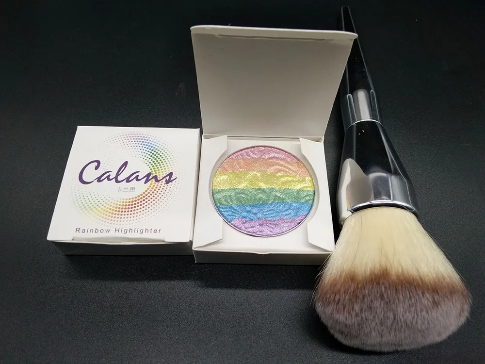 3D Радуга пудра хайлайтер + большая контурная кисть румяна палитра блестящий