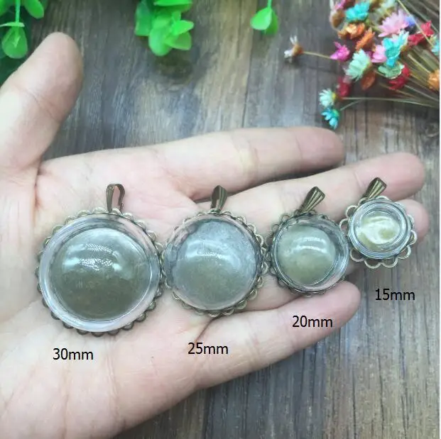 Набор стеклянных купольных подвесок бронзовая филигрань 50 компл./лот 15/20/25/30 мм |