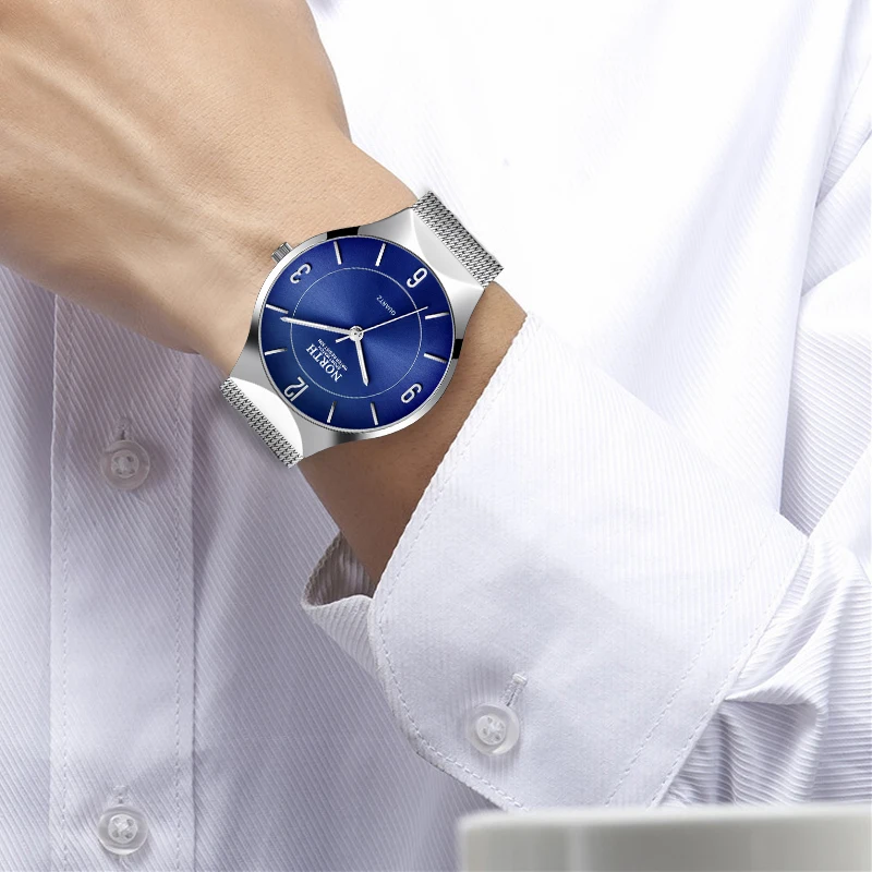 Мужские кварцевые часы NORTH водонепроницаемые из стали | Наручные