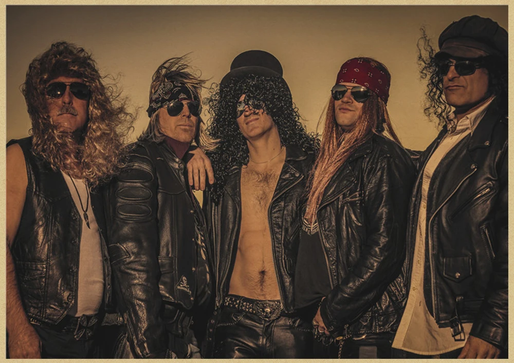 Guns N Roses рок-музыка плакаты винтажный плакат на стену стикер домашний декор крафт-бумага постер для бара/кафе - Цвет: Золотой