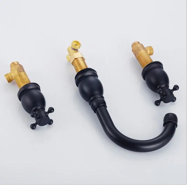Черный Античный Ретро Бронзовый Смеситель из трех частей смеситель меди с тремя