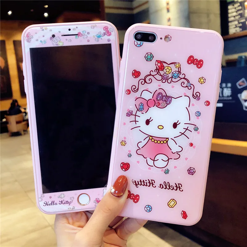 Сейлор Мун для iphone 7 Жесткий стеклянный задний Чехол и пленка для экрана из закаленного стекла чехол для iphone 8 8plus 6 6S Plus для iphone 7 plus