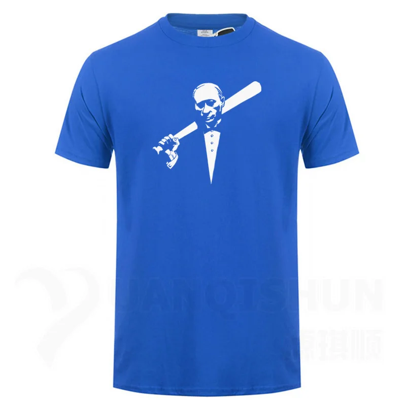 Blue 1 Funny Men's Tee Shirt Russian President Vladimir Putin Print T-shirt Top Quality Cotton Short sleeves Tops Fashion Men Tees - Цвет: Blue 1