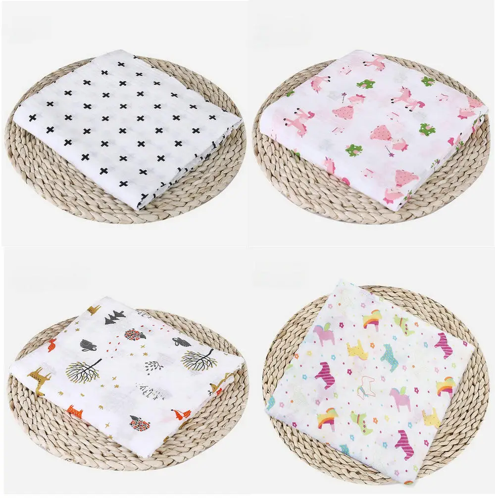 

4PCS Genuine Muslin Baby Blanket Baby Swaddle 100% Cotton 115*115cm Envelope Wrap Newborn Super Soft Kids Bedding Diaper 090402