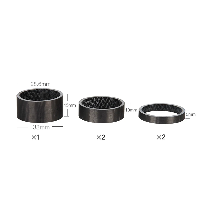 

5 pcs carbon fiber washer ultra-light mountain bike road parts stem 1-1/8'' fork spacer 5/10/15mm bicycle accessories UD