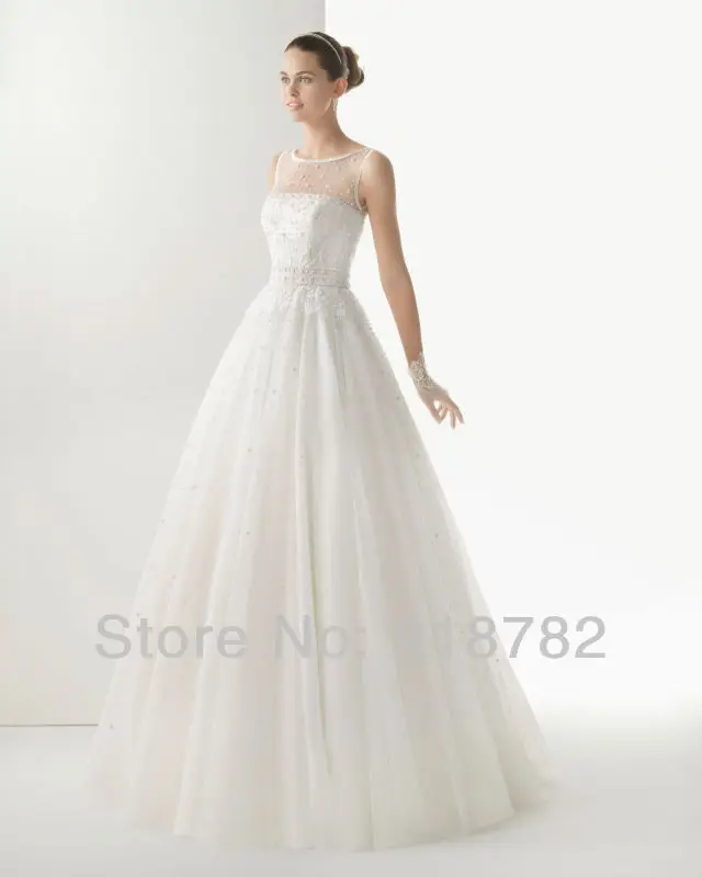 Best Selling Ball Gown High Neck Tulle Floor Length Princess Beaded White Wedding Gowns Dresses 2013 Free Shipping | Свадьбы и