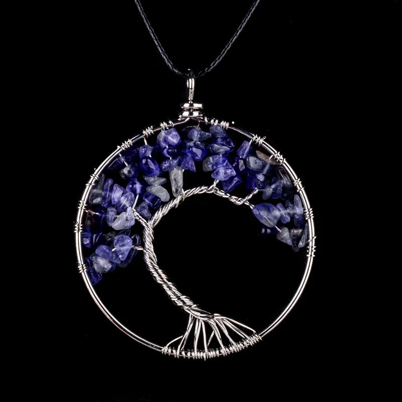 Радуга из натурального камня 7 Чакра Древо жизни кулон колье для женщин розового